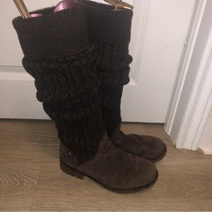 Muk Luks Brown Knit-Shaft Winter Boots